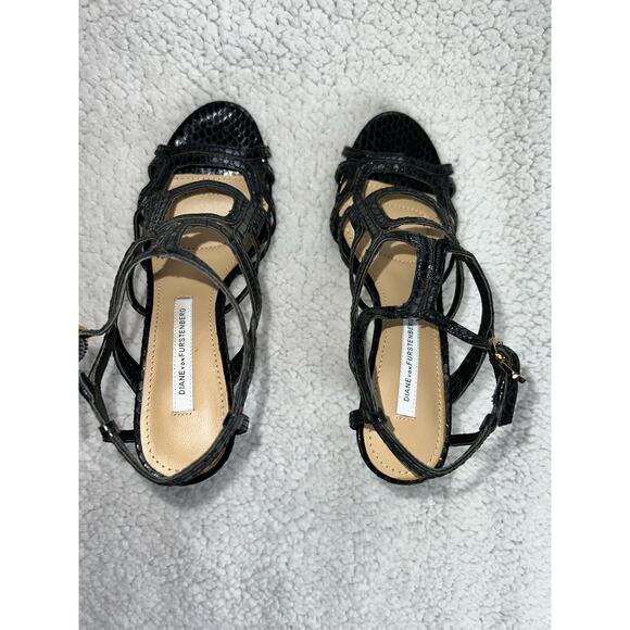 Diane von Furstenberg Snakeskin Slingback Sandals - size 6 - Picture 9 of 12